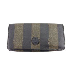 FENDI Long Wallet Pecan Beige PVC x Leather Authentic
